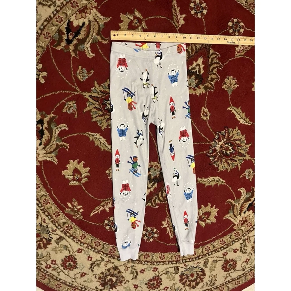 Unisex Kids Hanna Andersson Holiday Bears Skiing Pajama Comfy Pants Size 8